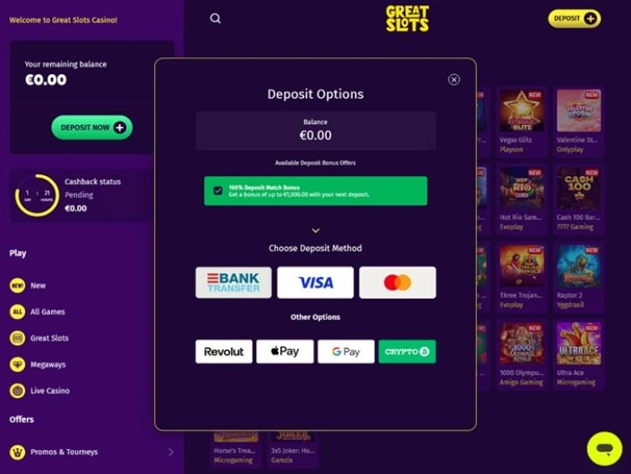 great slots casino payment